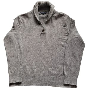 LG J. Crew Mercantile Lambswool Shawl Collar Sweater Grey V-Neck